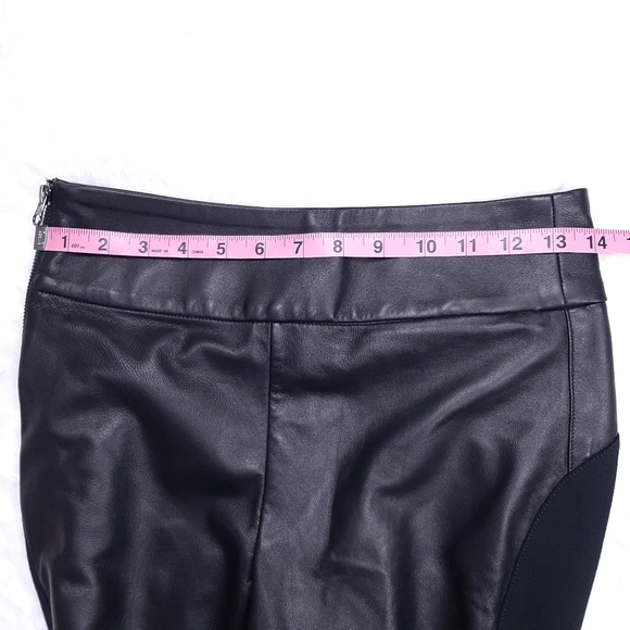 Chris Gramer black sheepskin leather stretch ponte pants skinny mob wife moto - Picture 3 of 8